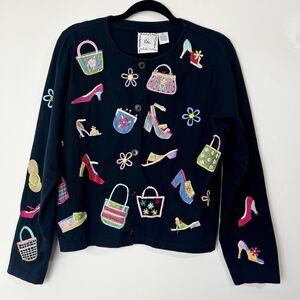 Michael Simon Lite Vintage Cardigan Black Shopping Shoes Bags Women’s L